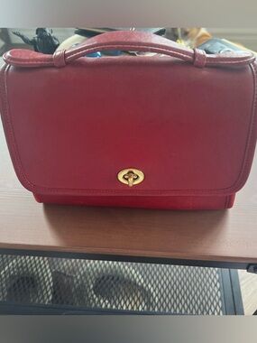 Coach Court Bag in Red with Gold Turnlock
